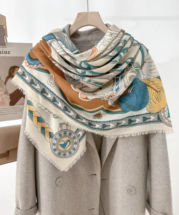 Aquamarine Blue Square Scarf