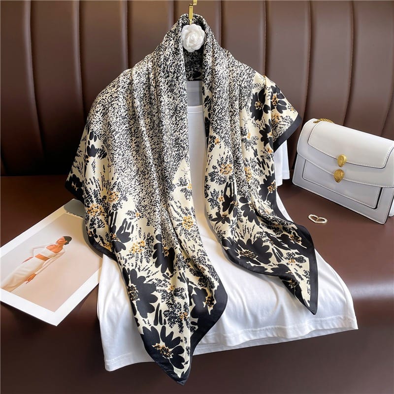 Beaver Black Silk Scarf