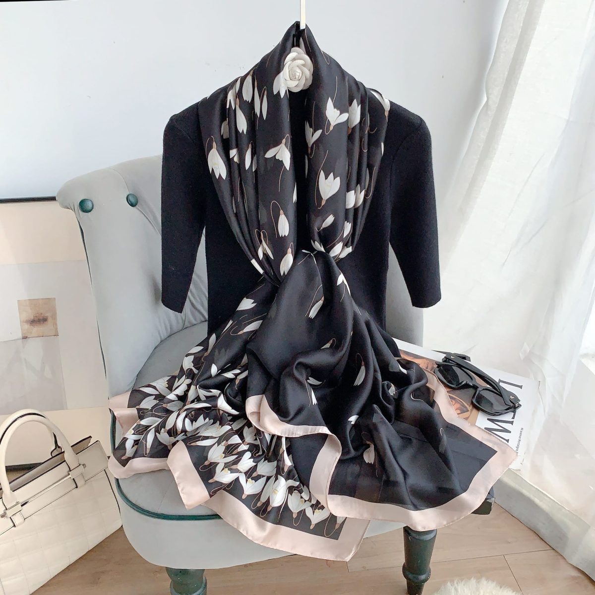 Black Bastille Silk Scarf
