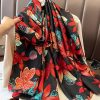 Black Dune Flowers Silk Scarf