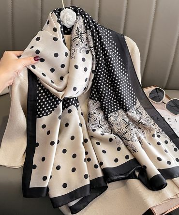 Butter Black Dotted Silk Scarf