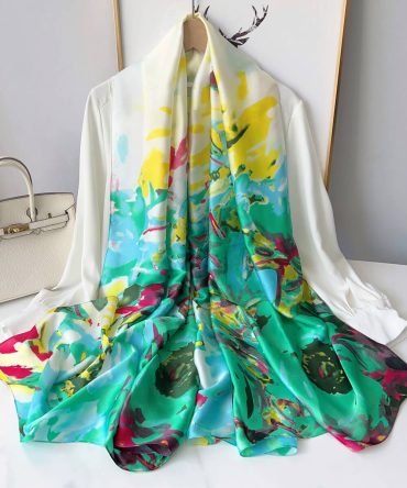 Blizzard Turquoise Silk Scarf