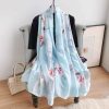 Blue Oriental Flower Scarf Silk Scarf