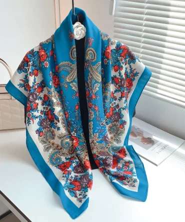 Square Scarf – Blue Petaline