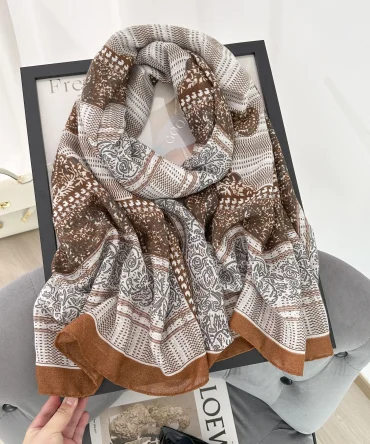Brown Albescent Printed Scarf