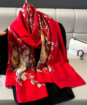 Cadmium Red Silk Scarf