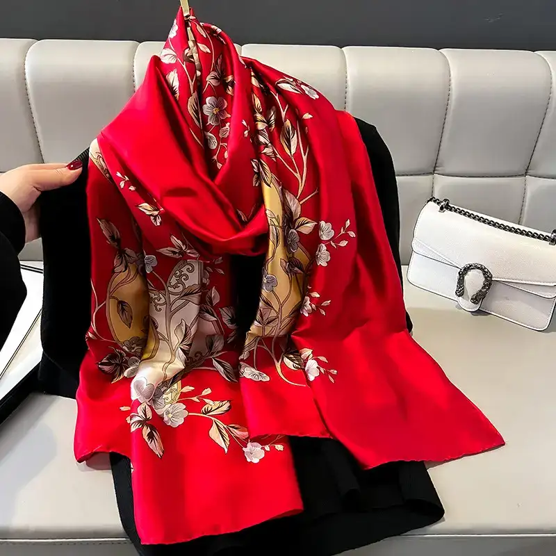 Cadmium Red Silk Scarf