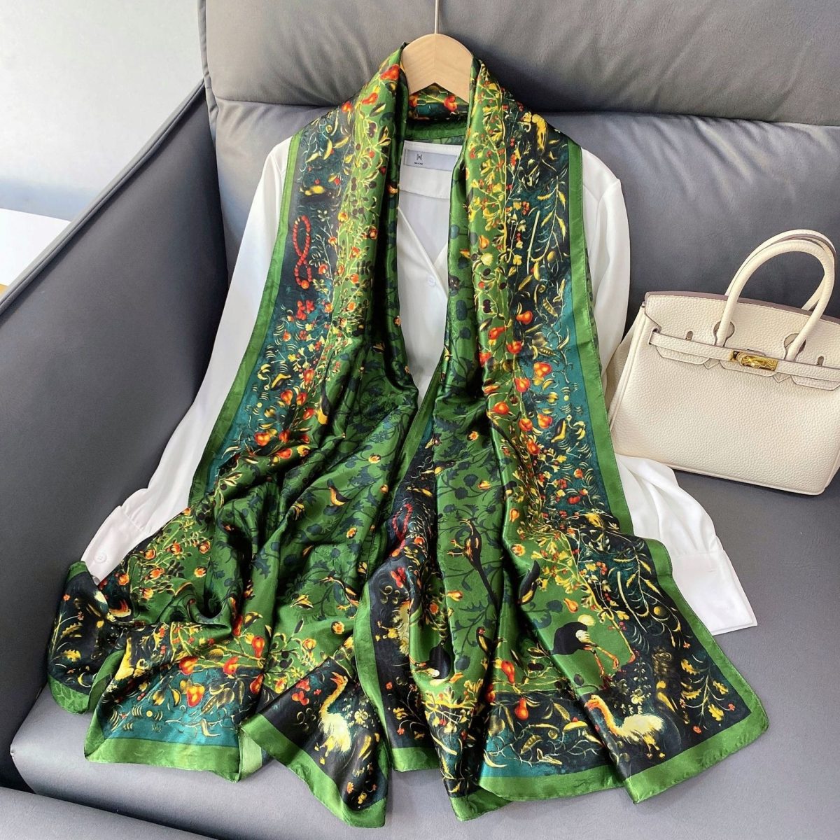 Camo Green Silk Scarf