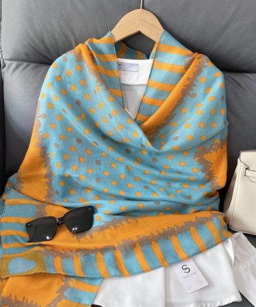 Carmine Orange Printed Scarf