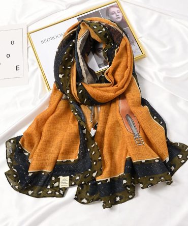 Carrot Orange Printed Scarf
