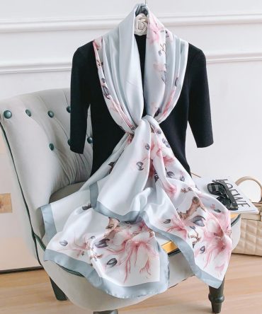Catskill White Silk Scarf