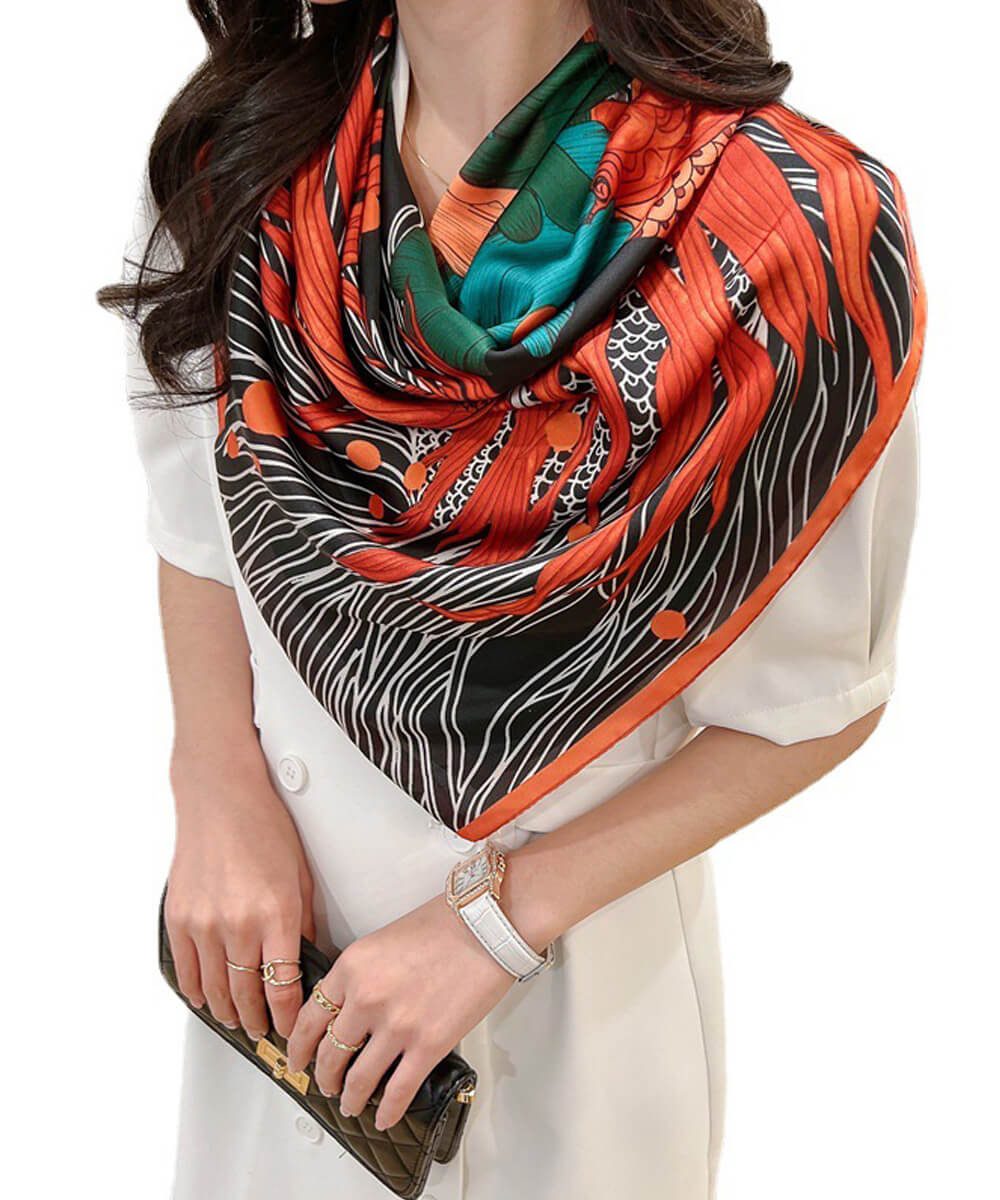 Cognac Brown Silk Scarf