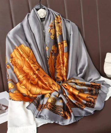 Cold Grey Silk Scarf