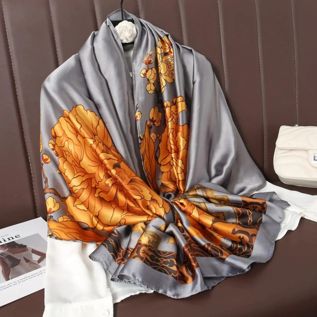 Cold Grey Silk Scarf