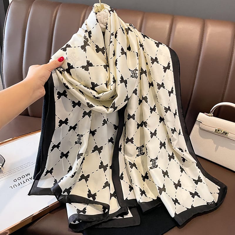 Cottage White Silk Scarf