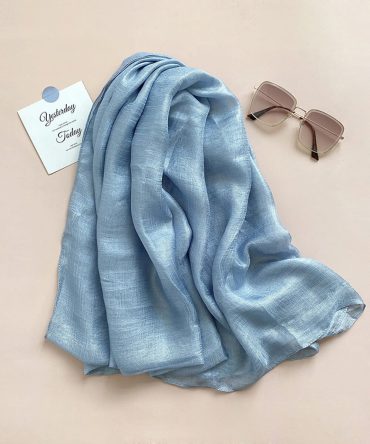 Cyan Blue Silk Scarf