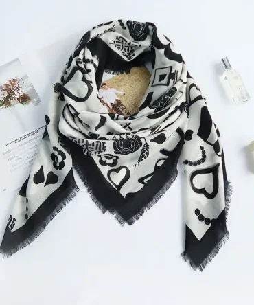 Cynder White Square Scarf