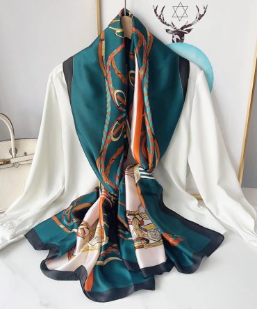 Dark Blue Grey Silk Scarf