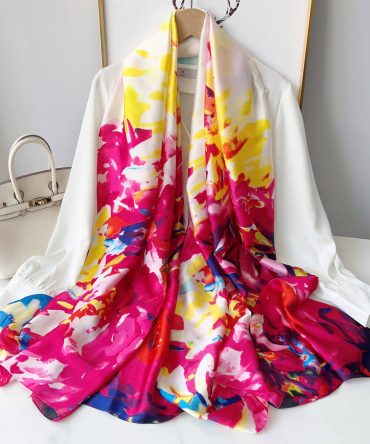 Dark Hot Pink Silk Scarf
