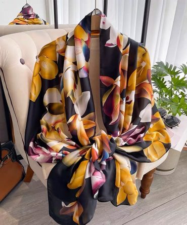 Dark Tulip Tree Silk Scarf
