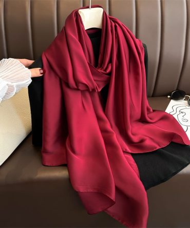 Deep Maroon Satin Scarf