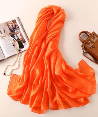 Deep Orange Silk Scarf