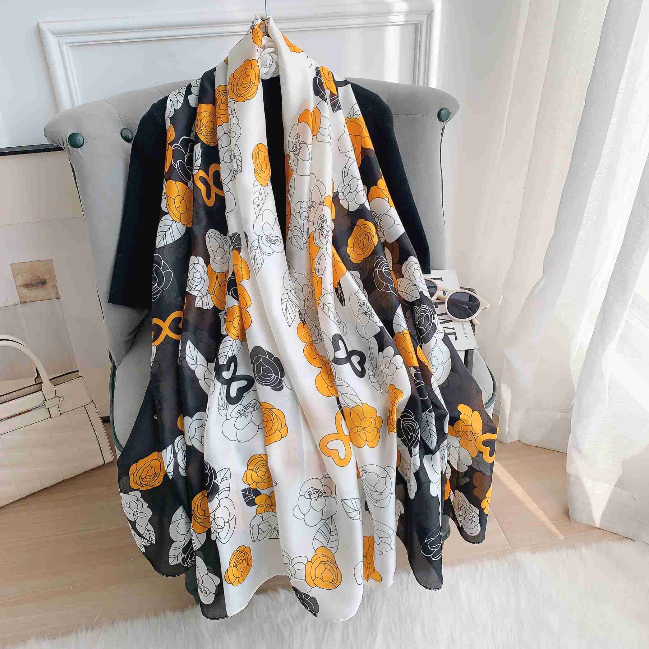 Deep Saffron Silk Scarf