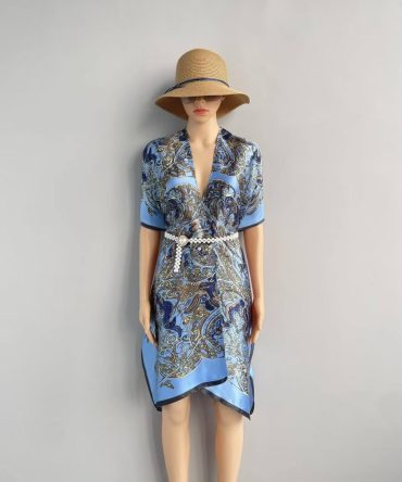 Silk Cape Shawl – Denim Pearl