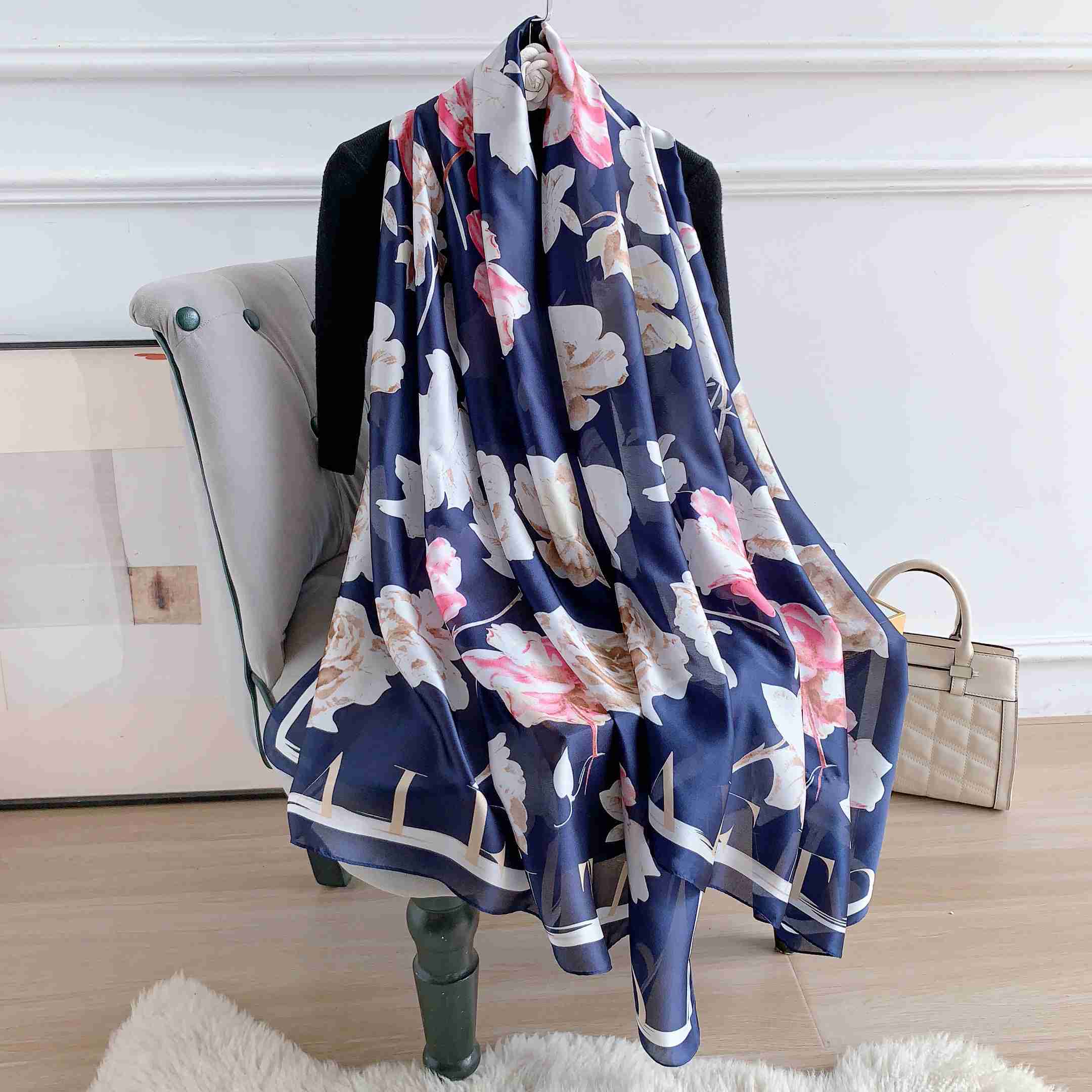 Dusky Blue Silk Scarf