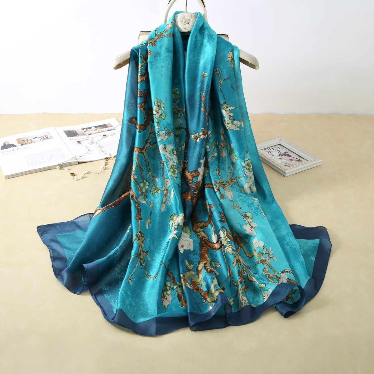 Eastern Blue Silk Scarf