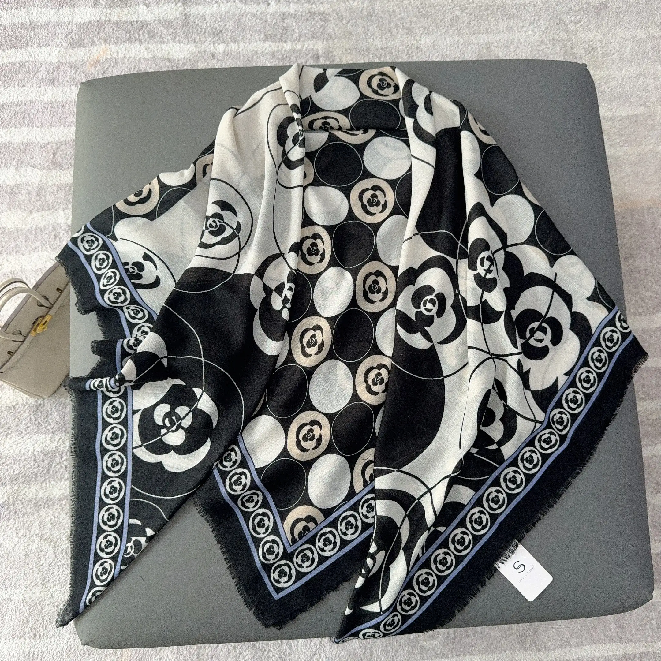Ebony Black Square Scarf