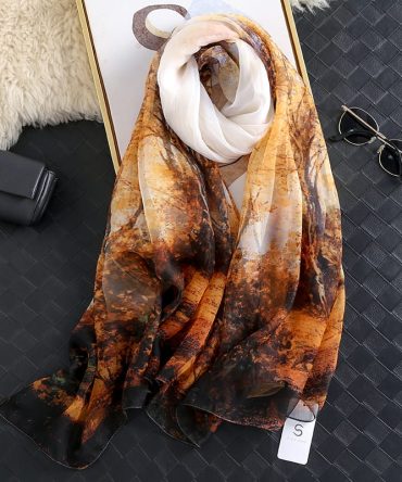 Fall Leaf Turmeric Chiffon Hijab