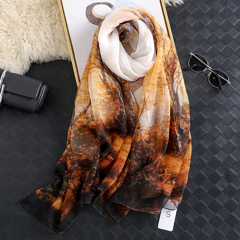Fall Leaf Turmeric Chiffon Hijab
