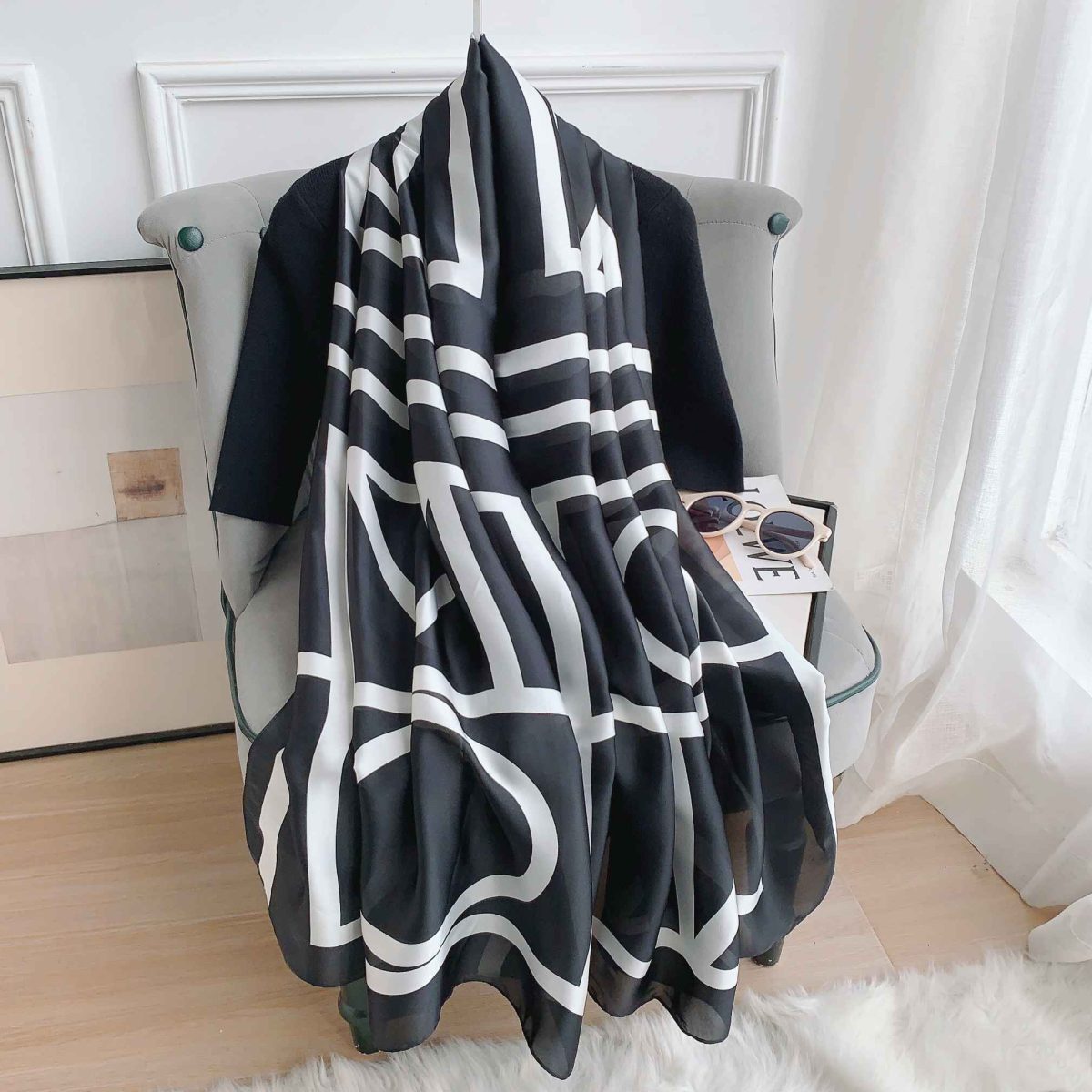 Fashion Patchwork Silk Scarf
