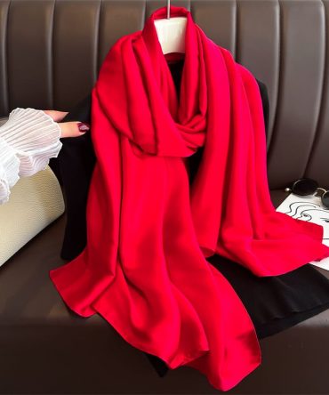 Satin Silk Scarf – Ferrari Red