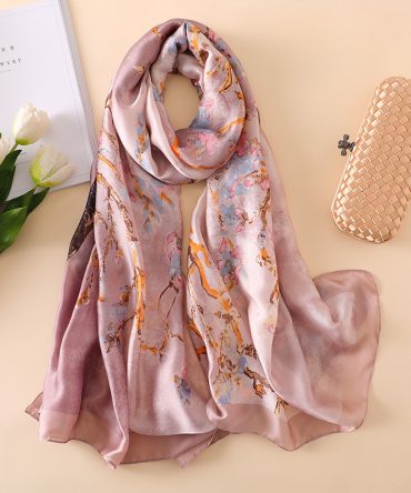Fiery Peach Silk Scarf