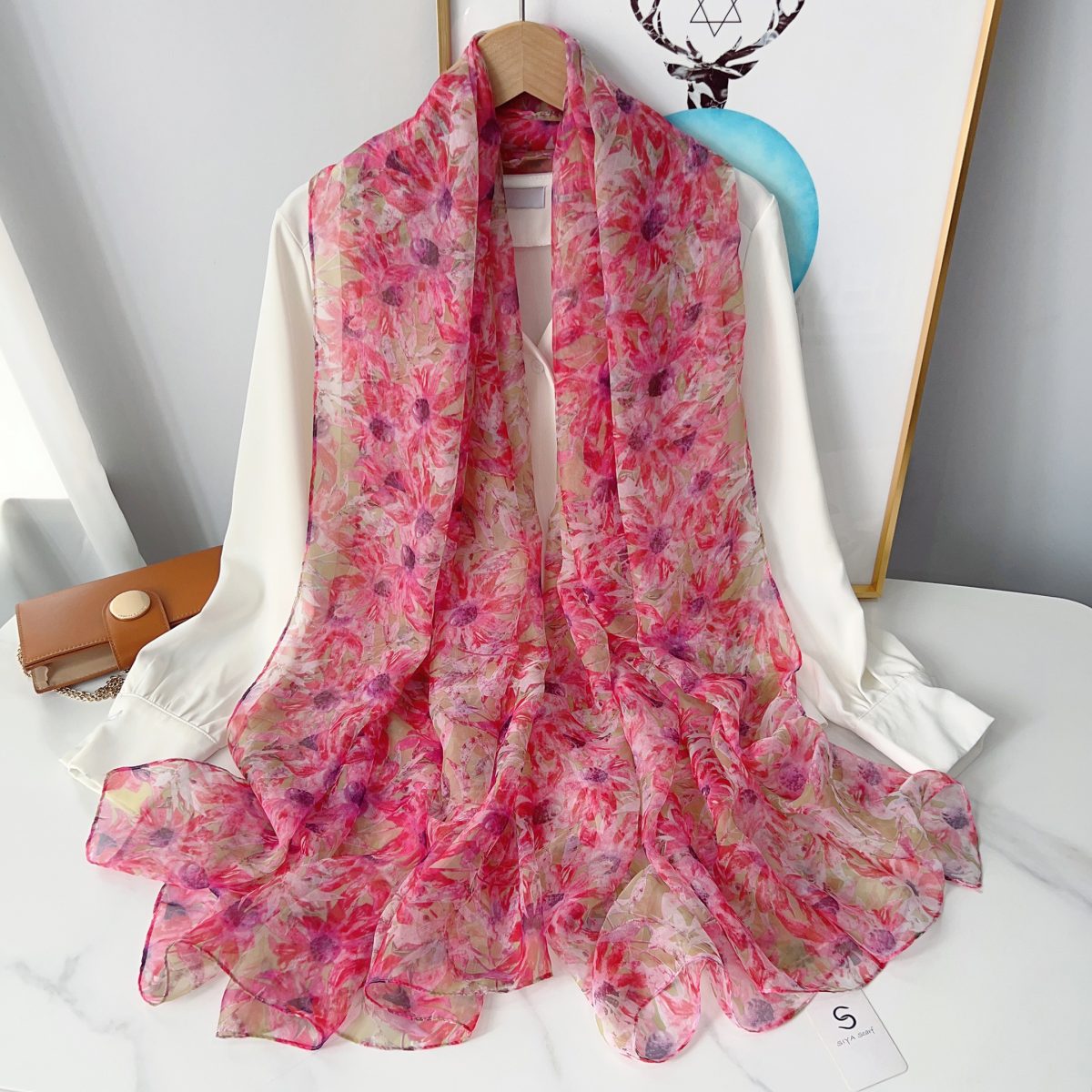 Floral Pink Slate Chiffon Hijab