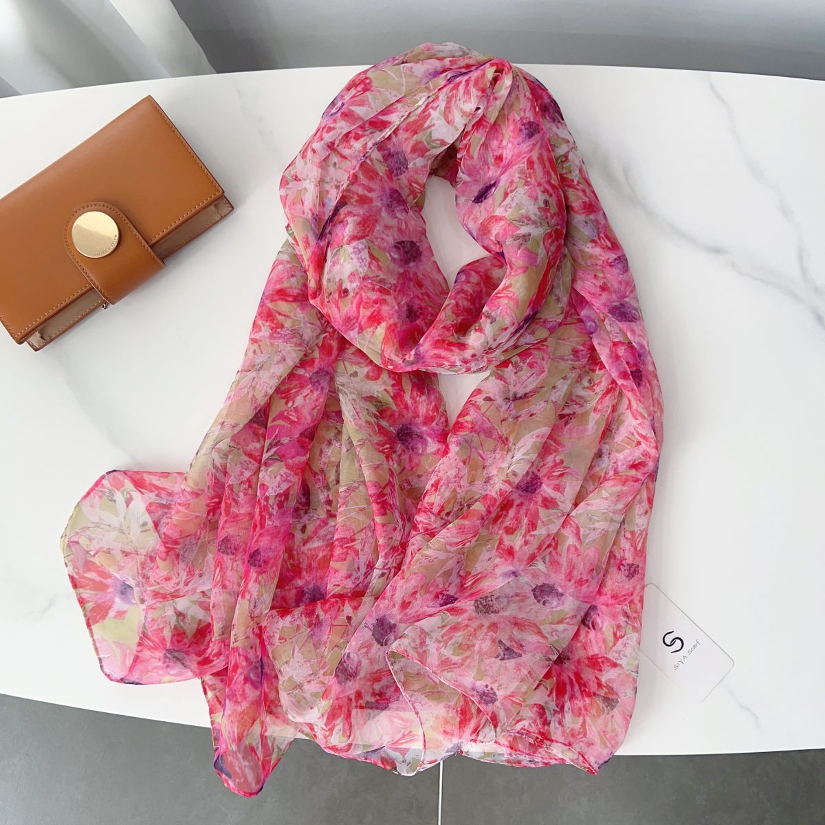 Floral Pink Slate Chiffon Hijab
