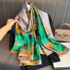 Floral Seaweed Green Silk Scarf