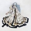 Floral White Silk Scarf