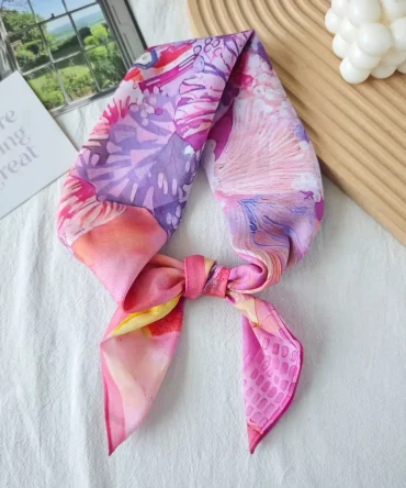 Flowery Pink Square Scarf