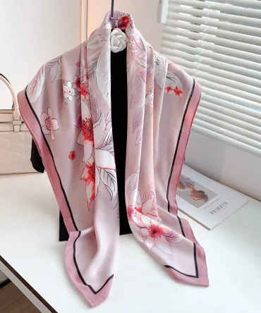 Square Scarf – Flower Pink