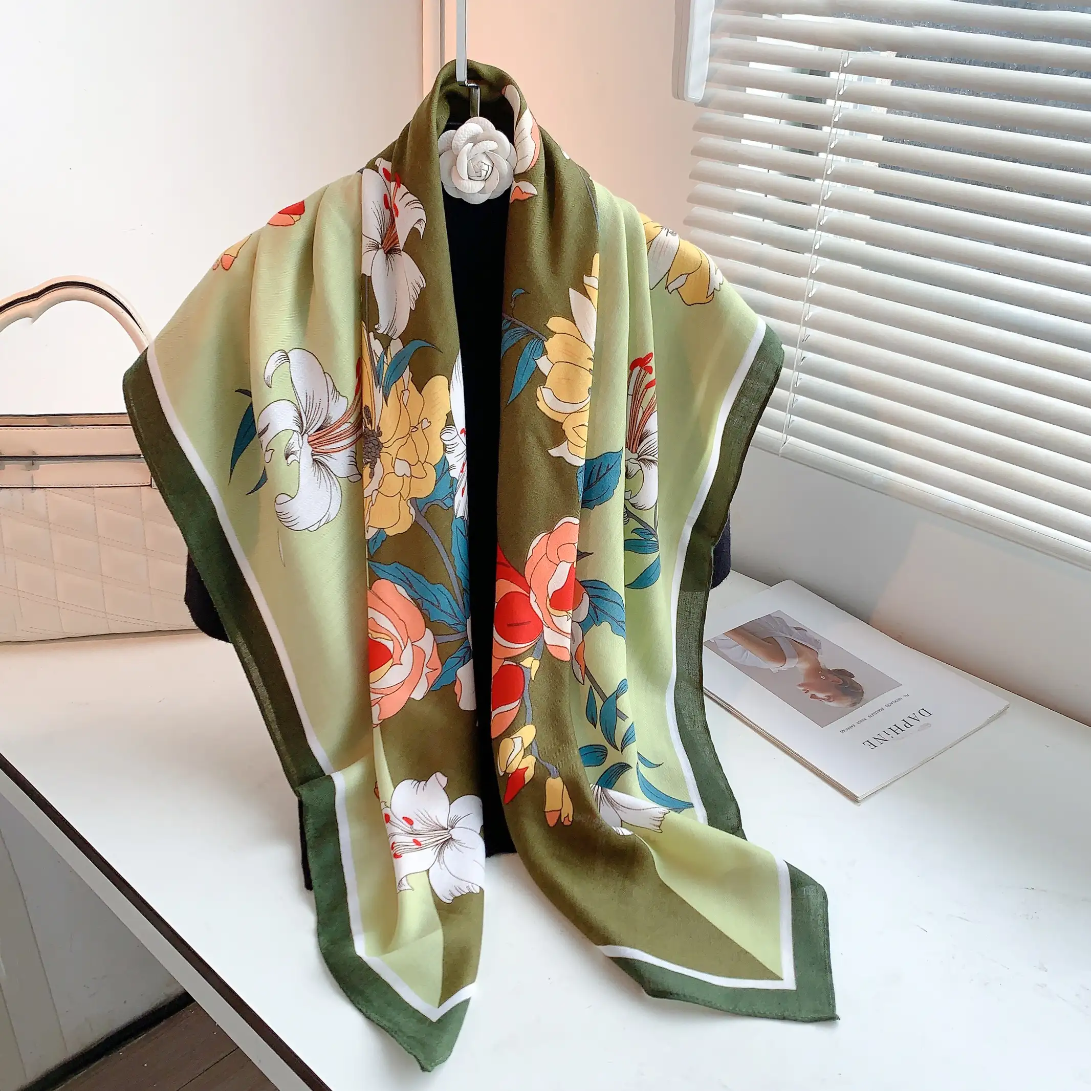 Foggy Green Square Scarf