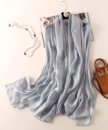French Grey Silk Scarf