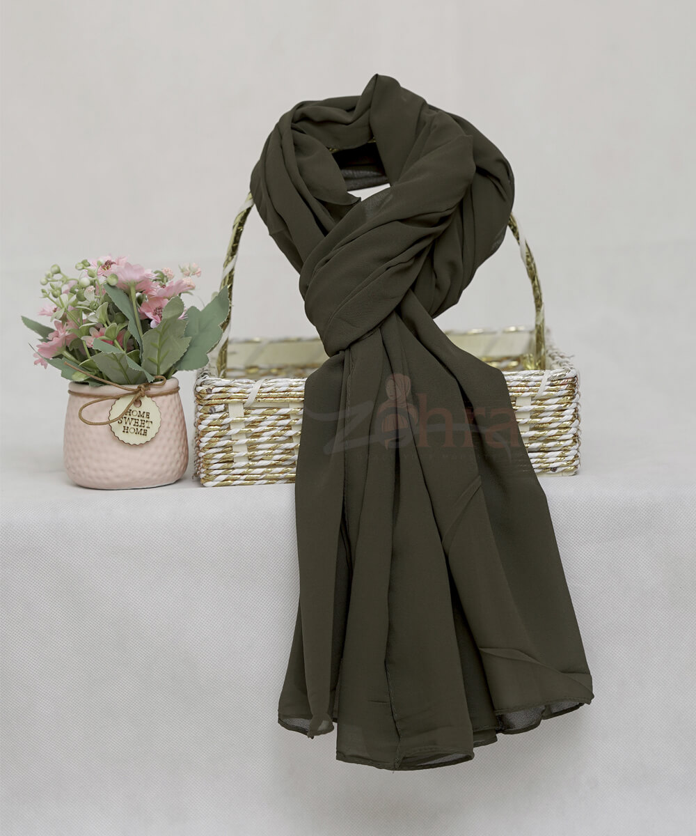 Georgette Chiffon - Charcoal Green Chiffon Hijab