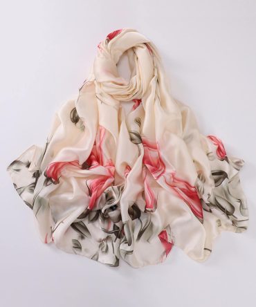 Greeny White Silk Scarf