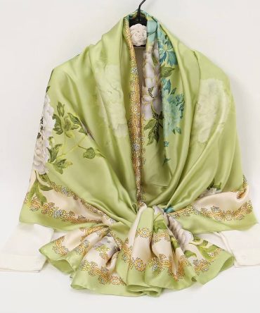 Greenish Tan Silk Scarf
