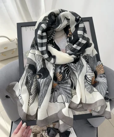 Grey Gravel Printed Scarf