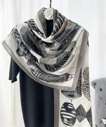 Grey Gravel Printed Scarf