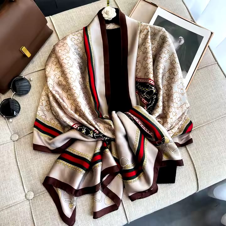 Grey Olive Silk Scarf